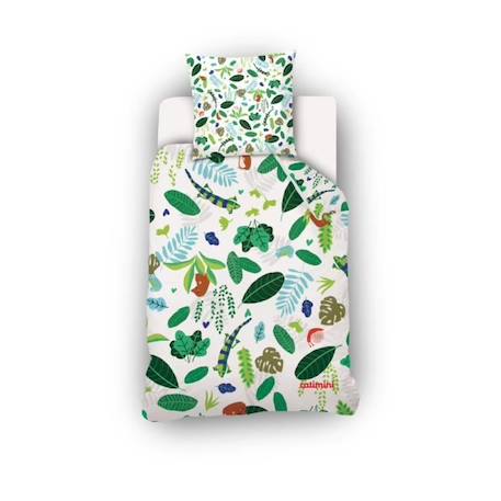 Housse De Couette Catimini Forêt 140x200 cm + Taie D'oreiller Forêt 63x63 cm - 100% Percale de Coton - Vert VERT 1 - vertbaudet enfant 