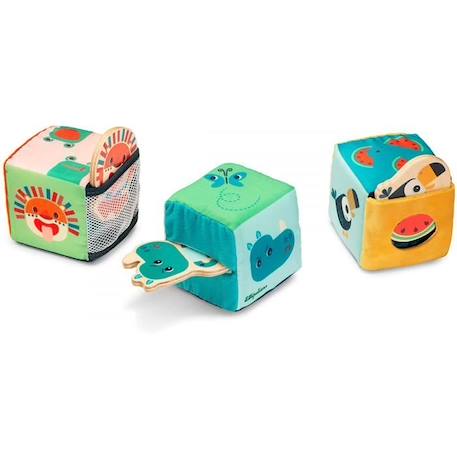 Cubes d activités cache cache Jungle Lilliputiens BLEU 1 - vertbaudet enfant 