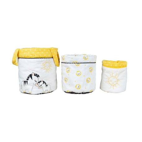 Lot de 3 panieres gigognes en coton blanc BLANC 1 - vertbaudet enfant 