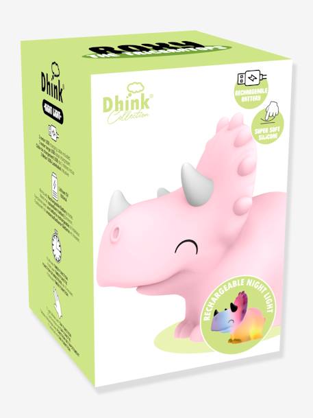 Veilleuse souple rechargeable Roxy la triceratops - DHINK KONTIKI rose 3 - vertbaudet enfant 