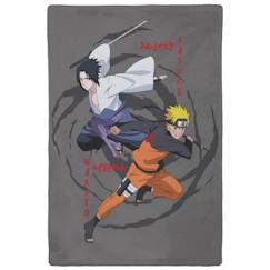 Linge de maison et décoration-Linge de lit enfant-NARUTO SHIPPUDEN - Plaid Naruto et Sasuke 110x130 cm - 100% Polyester - Gris