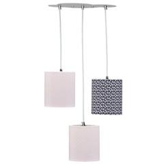 -Suspension lumineuse trio plafonnier 32x32cm en coton multicolore