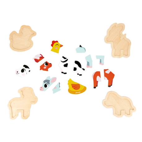 Puzzles en bois évolutifs animaux de la ferme JANOD - dès 18 mois BLANC 4 - vertbaudet enfant 