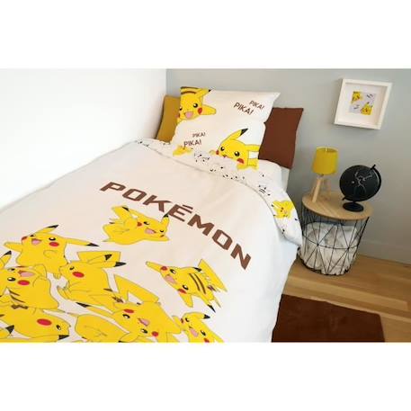 Housse De Couette Pikachu Pokémon 140x200 cm + 1 Taie d'oreiller 63x63 cm - 100% Coton - Ecru BEIGE 2 - vertbaudet enfant 