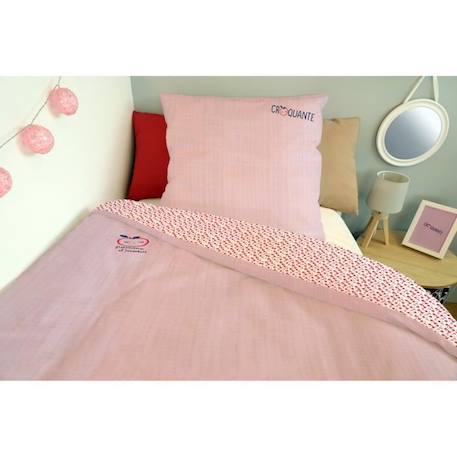 Housse De Couette Catimini Pomme d'amour 140x200 cm + Taie D'oreiller Croquante 63x63 cm - 100% Percale de Coton - Rose ROSE 4 - vertbaudet enfant 