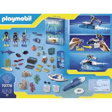 PLAYMOBIL - 70776 - Calendrier de l'Avent Jeu de bain Policiers - Mission aquatique BLEU 4 - vertbaudet enfant 