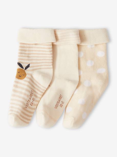 Lot de 3 paires de chaussettes 'ananas' bébé sable 2 - vertbaudet enfant 