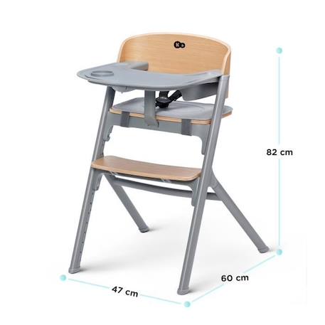 Chaise haute évolutive Kindekraft LIVY - multifonctions jusqu'à 110Kg en chêne GRIS 4 - vertbaudet enfant 