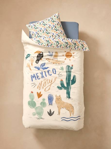 Parure housse de couette + taie d'oreiller MEXICO STORY, avec coton recyclé multicolore 2 - vertbaudet enfant 