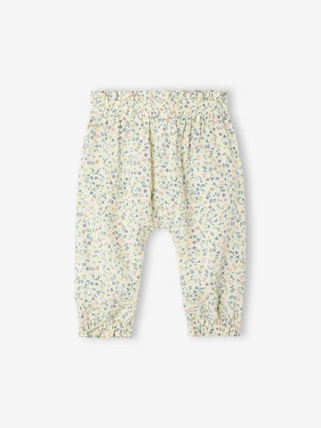 Pantalon imprimé bébé fluide écru+vert imprimé+violet imprimé 9 - vertbaudet enfant 