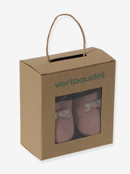 Chaussons élastiqués en cuir souple bébé vieux rose 6 - vertbaudet enfant 