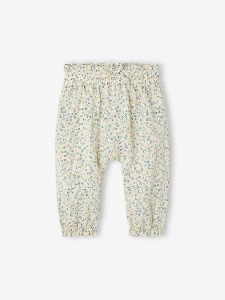 Pantalon imprimé bébé fluide écru+vert imprimé+violet imprimé 8 - vertbaudet enfant 