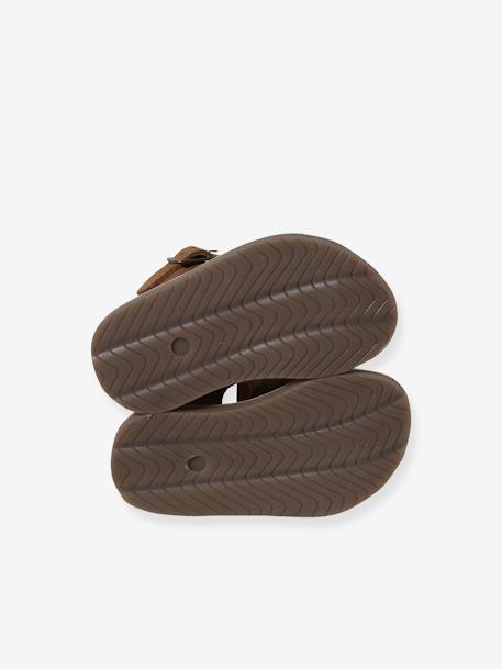 Sandales fermées à boucle cuir bébé marine+marron 10 - vertbaudet enfant 