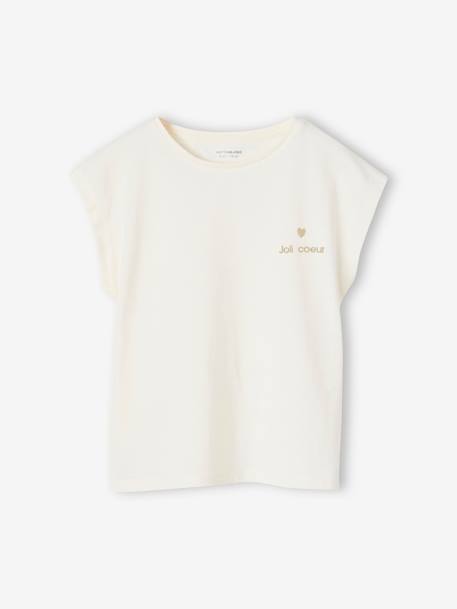 Tee-shirt uni Basics personnalisable fille manches courtes corail+écru+mandarine 7 - vertbaudet enfant 