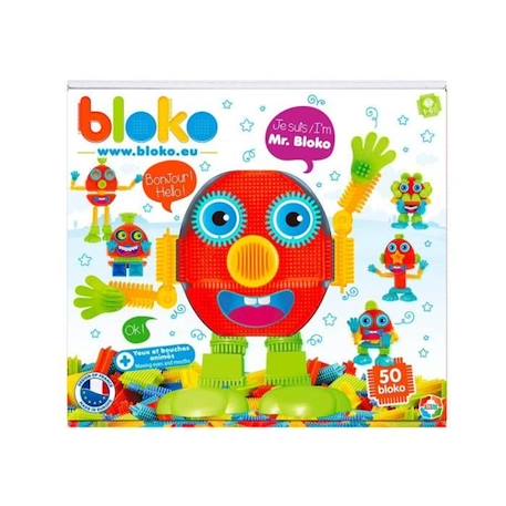 Coffret Mr Bloko - 50 Blokos avec Yeux et Bouches Animés - Jeu de Construction 1er Age - Jouet Dès 12 Mois - BLOKO 503672 BLANC 1 - vertbaudet enfant 