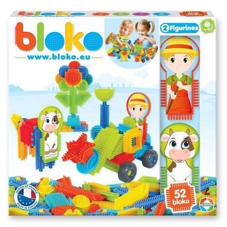 Jeu d'assemblage - BLOKO - Coffret de 50 BLOKO et 2 figurines Ferme - Dès 12 mois BLEU 1 - vertbaudet enfant 