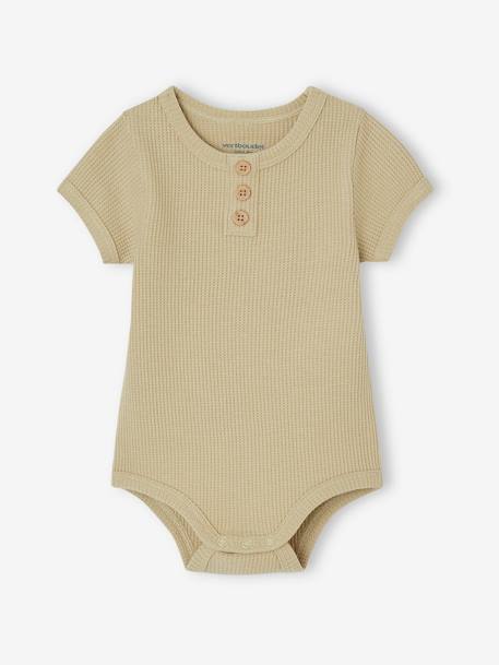 Lot de 2 bodies ouverture devant bébé en maille nid d'abeille coton biologique olive 3 - vertbaudet enfant 