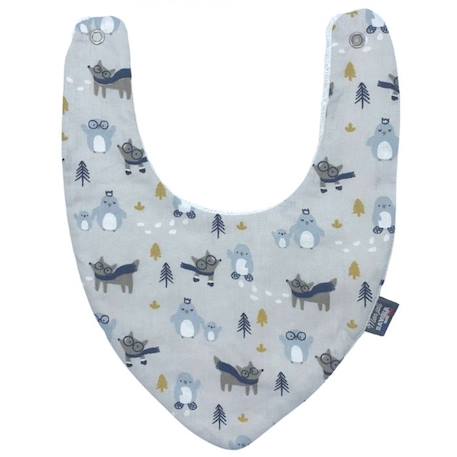 Bavoir bandana animaux polaires - 100% coton - 3 à 18 mois - Absorption maximale - Fermeture pression - Lavage à 40° GRIS 1 - vertbaudet enfant 