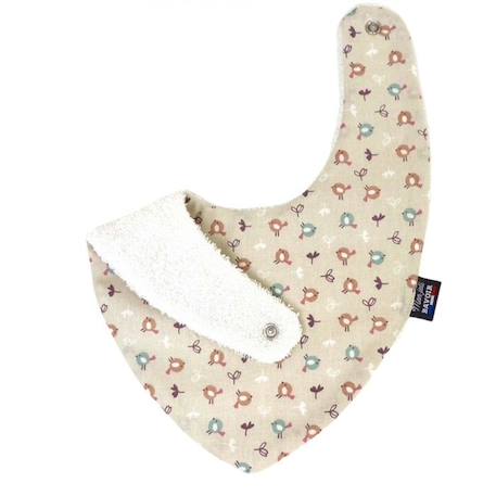 Bavoir bandana beige petits oiseaux - 100% coton - 3 à 18 mois - Absorption maximale - Fermeture pression - Lavage à 40° BEIGE 3 - vertbaudet enfant 