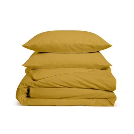 Parure de lit coton percale 1 personne - Moutarde - BLEU CALIN JAUNE 1 - vertbaudet enfant 