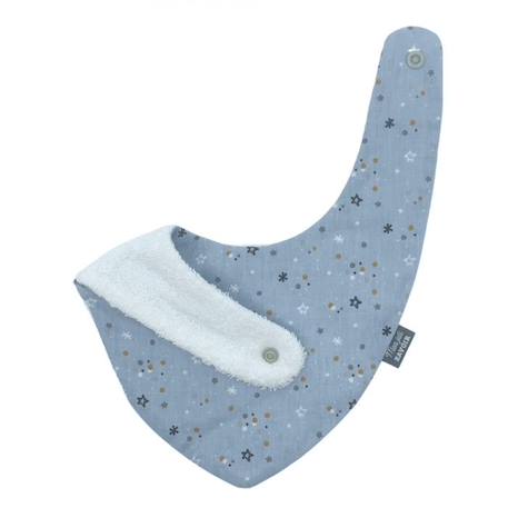 Bavoir bandana bleu gris étoiles - 100% coton - 3 à 18 mois - Absorption maximale - Fermeture pression - Lavage à 40° BLEU 3 - vertbaudet enfant 