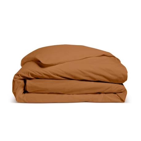 BLEU CALIN Housse de couette unie 140x200cm - 1 personne 100% percale de coton 80 fils/m² - Terracotta ORANGE 1 - vertbaudet enfant 