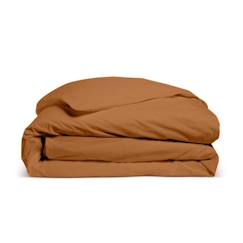 -BLEU CALIN Housse de couette unie 140x200cm - 1 personne 100% percale de coton 80 fils/m² - Terracotta