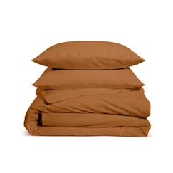 BLEU CALIN Parure de lit coton percale 1 personne - 1 housse de couette 140x200cm + 1 taie d'oreiller 65x65cm - Terracotta  - vertbaudet enfant