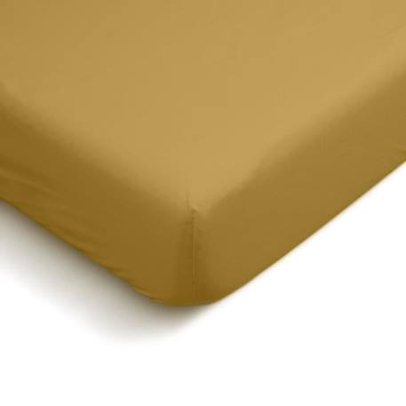 BLEU CALIN Drap housse uni percale de coton 90x190cm - 1 personne - bonnet 28cm - Moutarde JAUNE 1 - vertbaudet enfant 