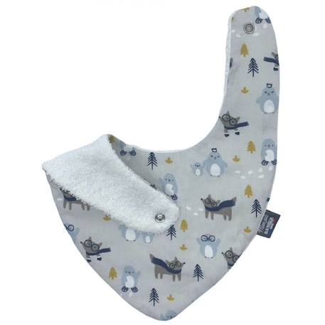 Bavoir bandana animaux polaires - 100% coton - 3 à 18 mois - Absorption maximale - Fermeture pression - Lavage à 40° GRIS 2 - vertbaudet enfant 