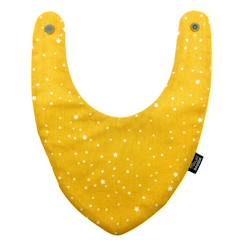 Puériculture-Bavoir bandana jaune étoiles - 100% coton - 3 à 18 mois - Absorption maximale - Fermeture pression - Lavage à 40°