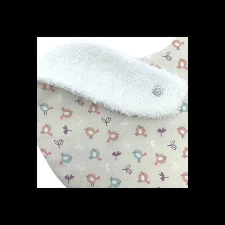 Bavoir bandana beige petits oiseaux - 100% coton - 3 à 18 mois - Absorption maximale - Fermeture pression - Lavage à 40° BEIGE 4 - vertbaudet enfant 