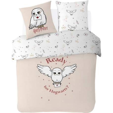 WARNER - Housse De Couette Harry Potter Hedwige 200x200 cm + 2 taies d'oreillers 63x63 cm - 100% Coton - Ecru BLANC 1 - vertbaudet enfant 