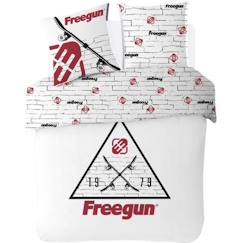 Linge de maison et décoration-Freegun - Housse De Couette Ado Skateboard 200 x 200 cm + 2 Taies d'oreiller 63 x 63cm - Parure De Lit 2 Personnes - Blanc - 100% Co