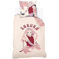 Naruto - Parure de Lit Enfant Coton Sakura Haruno, Housse de couette 140x200 cm, une Taie d’oreiller 63x63 cm  - vertbaudet enfant