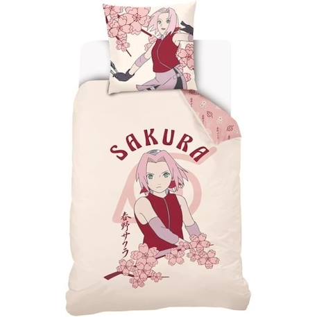 Naruto - Parure de Lit Enfant Coton Sakura Haruno, Housse de couette 140x200 cm, une Taie d’oreiller 63x63 cm BEIGE 1 - vertbaudet enfant 