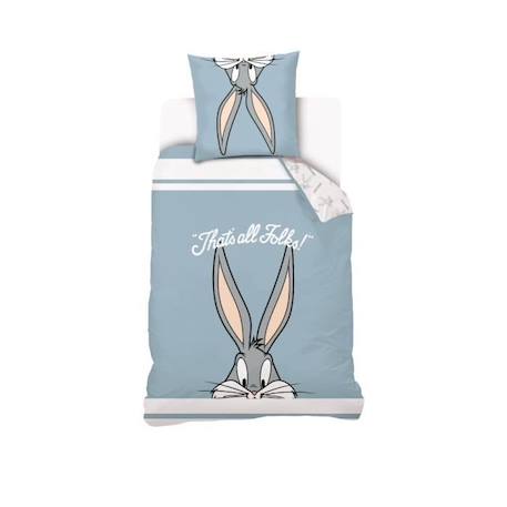 Looney Tunes - Housse De Couette Bugs Bunny Enfant 140x200 + Taie d'oreiller 63x63cm - Parure De Lit 1 Personne - Bleu - 100% Coton BLEU 1 - vertbaudet enfant 