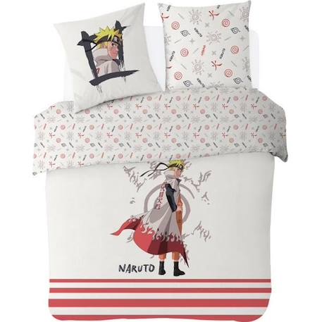 Naruto - Housse De Couette Naruto Hokage 200x200 cm + 2 Taies D'Oreiller 63x63 cm - 100% Coton - Ecru BEIGE 1 - vertbaudet enfant 