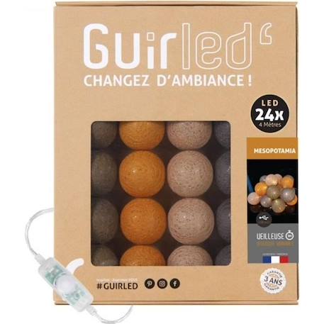 Guirlande lumineuse boules coton LED USB - Veilleuse bébé 2h -  3 intensités - 24 boules 2,4m - Mesopotamia MARRON 1 - vertbaudet enfant 