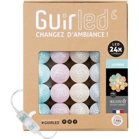 Guirlande lumineuse boules coton LED USB - Veilleuse bébé 2h -  3 intensités - 24 boules 2,4m - Licorne BLEU 1 - vertbaudet enfant 