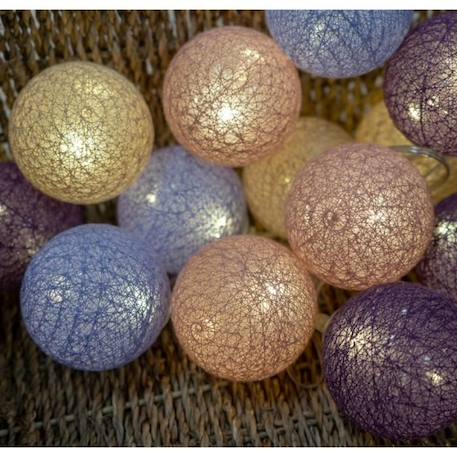 Guirlande lumineuse boules coton LED USB - Télécommandée -Veilleuse bébé 2h -  4 intensités - 16 boules 1,6m - Provence VIOLET 2 - vertbaudet enfant 