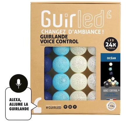 Guirlande lumineuse LED wifi boules coton - GUIRLED - Commande Vocale - 24 boules - Maison connectée BLEU 1 - vertbaudet enfant 