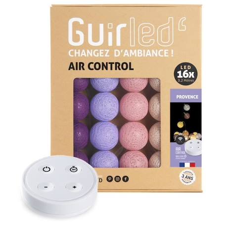 Guirlande lumineuse boules coton LED USB - Télécommandée -Veilleuse bébé 2h - 4 intensités - 16 boules 1,6m - Provence VIOLET 1 - vertbaudet enfant 