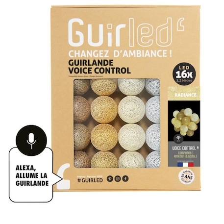 Guirlande lumineuse wifi boules coton LED USB - Commande Vocale - Amazon Alexa & Google Assistant - 16 boules 1,6m - Radiance JAUNE 1 - vertbaudet enfant 