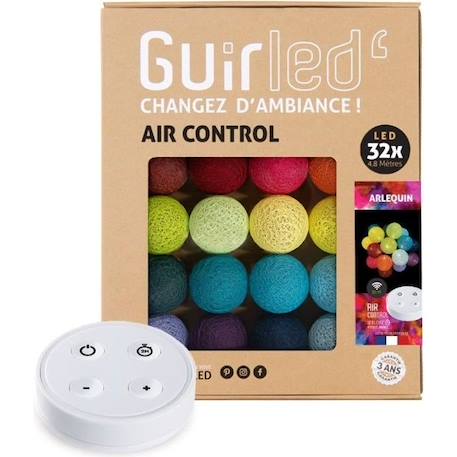 Guirlande lumineuse boules coton LED USB - Télécommandée -Veilleuse bébé 2h -  4 intensités - 32 boules 3,2m - Arlequin BLEU 1 - vertbaudet enfant 