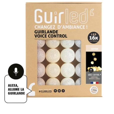 Guirlande lumineuse wifi boules coton LED USB - Commande Vocale - Maison connectée - Amazon Alexa & Google Assistant -  16 boules BEIGE 1 - vertbaudet enfant 