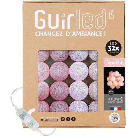 Guirlande lumineuse boules coton LED USB - Veilleuse bébé 2h -  3 intensités - 32 boules 3,2m - Princesse ROSE 1 - vertbaudet enfant 