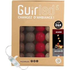 -Guirlande lumineuse boules coton LED USB - Veilleuse bébé 2h -  3 intensités - 24 boules 2,4m - Acajou