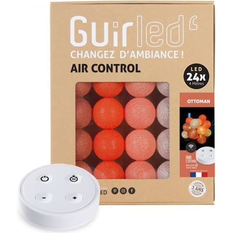 Guirlande lumineuse boules coton LED USB - Télécommandée -Veilleuse bébé 2h -  4 intensités - 24 boules 2,4m - Ottoman ORANGE 1 - vertbaudet enfant 