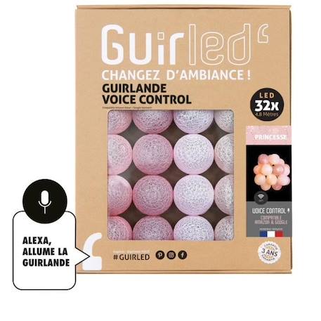 Princesse Commande Vocale Guirlande lumineuse boules coton Google & Alexa ROSE 1 - vertbaudet enfant 